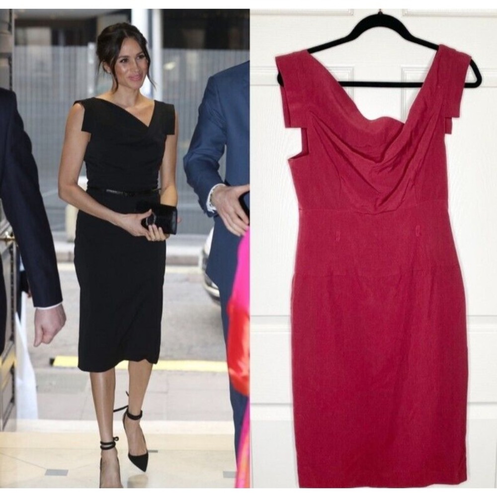 Black Halo Dress Size 6 Jackie O Burgundy Stretch Sheath